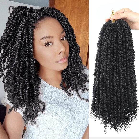 8 Packs 14 Inch Pre-Twisted Passion Twist Crochet Braids Ombre Hair #1 for Women